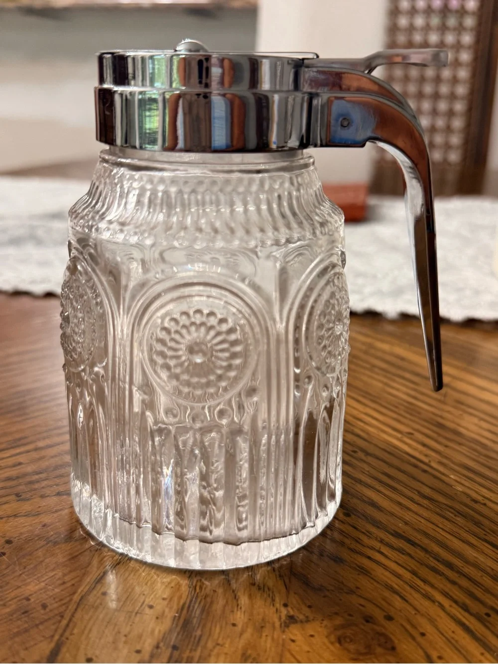 The Pioneer Woman Adeline Clear Cut Glass Syrup Dispenser RARE Collectible Syrup